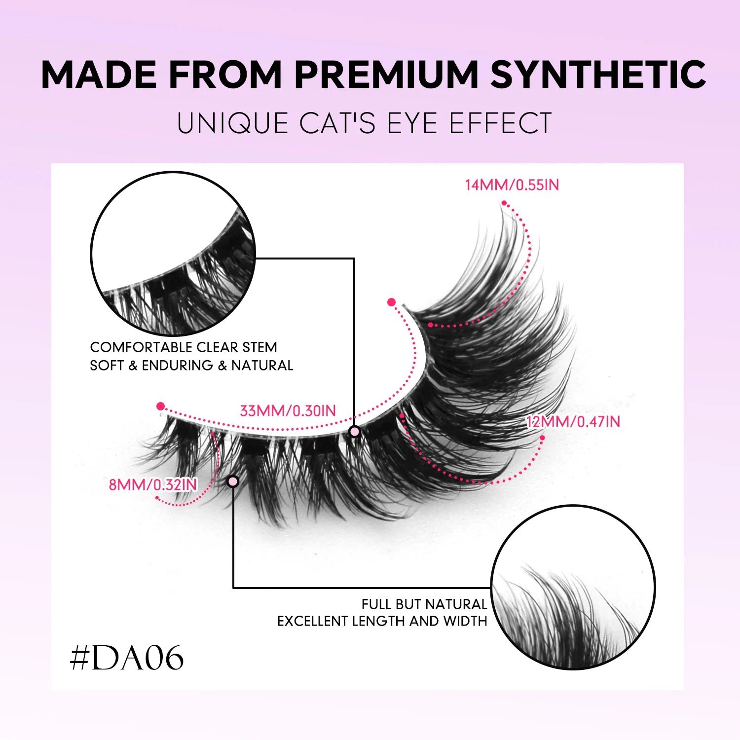 LASVIREY Fluffy Cat Eye Lashes Natural Mink with unique cat's eye effect and premium synthetic material.