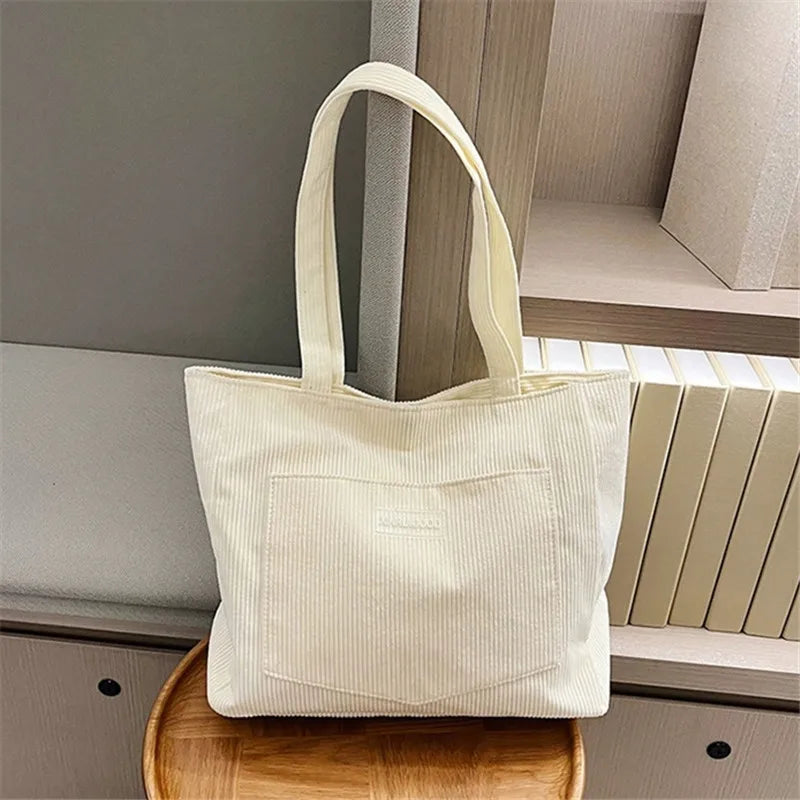 Women's Corduroy Shoulder Tote Bag, Casual Large Capacity Fashion Handbag for Going Out, Purses and Handbags Designer Bag
