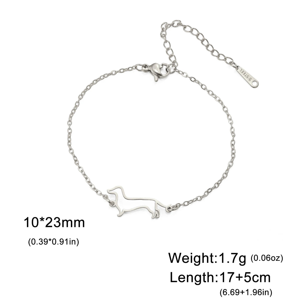Cute Dachshund Dog Stainless Steel Bracelet