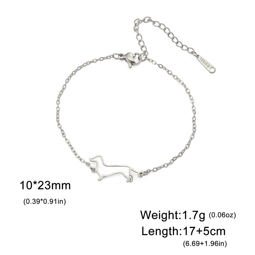 Cute Dachshund Dog Stainless Steel Bracelet