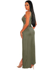 Sexy Deep V Neck High Split Bodycon Cocktail Party Maxi Dress