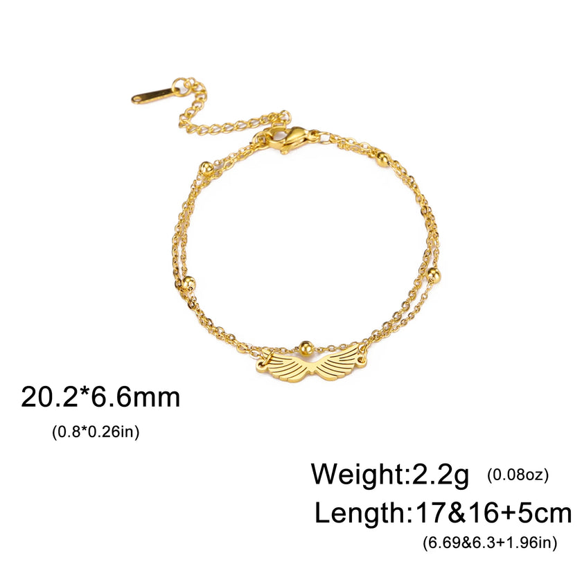 Lucktune Angel Wing Pendant Bracelet for Women Stainless Steel