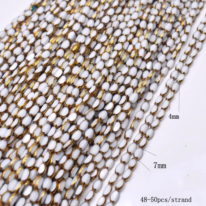 4x7mm 50pcs/lot Briolette Oval Glass Beads Plating Gold Color Crystal