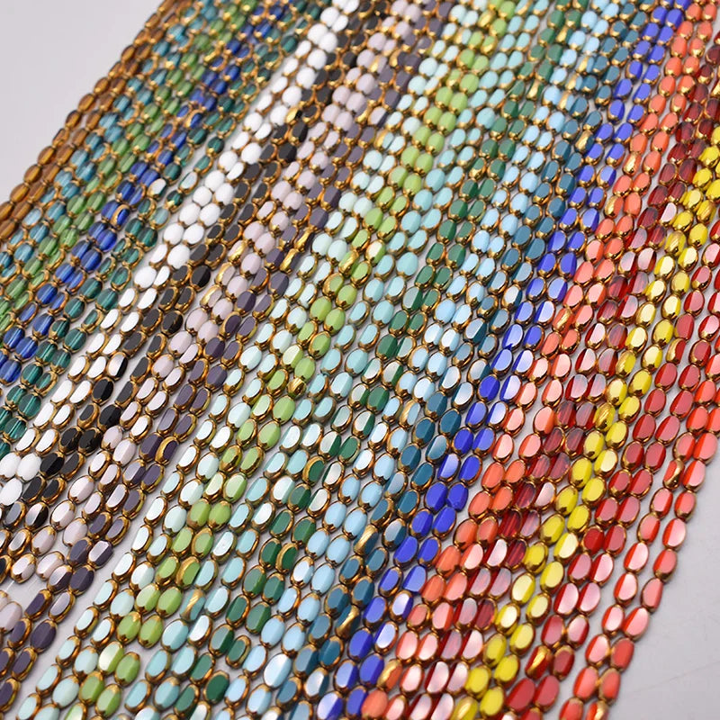 4x7mm 50pcs/lot Briolette Oval Glass Beads Plating Gold Color Crystal