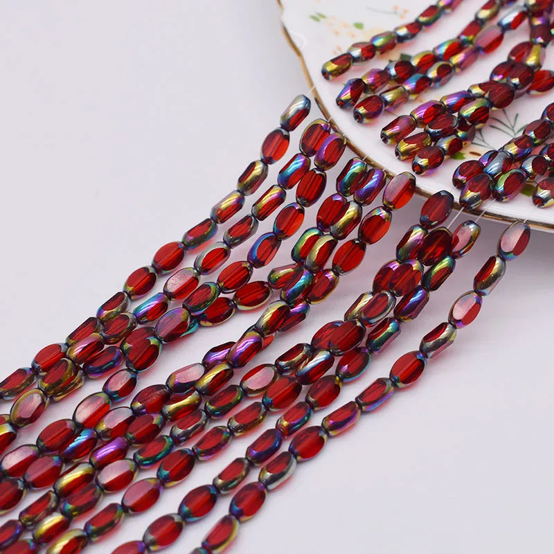 4x7mm 50pcs/lot Briolette Oval Glass Beads Plating Gold Color Crystal