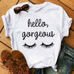 Kawaii Fashion Graphic Women Tops Eyelashes