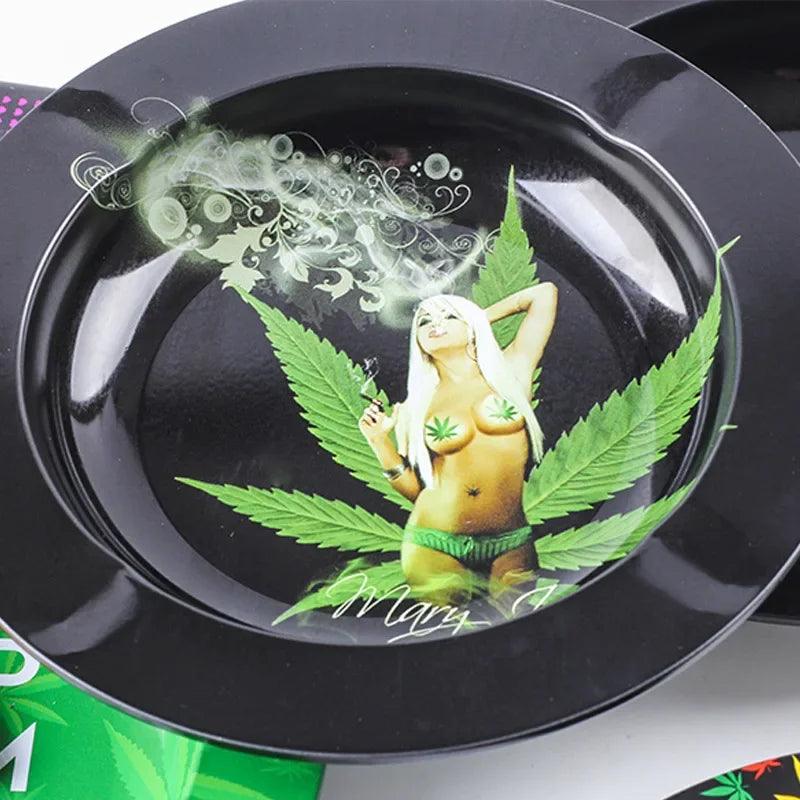 Metal Tobacco Herb Rolling Tray Cigarette Paper Rolling Tray Plate Cigar Cigarette Ashtray Discs for Smoke Cigarette Ash Trays - IM PERKY Boutique