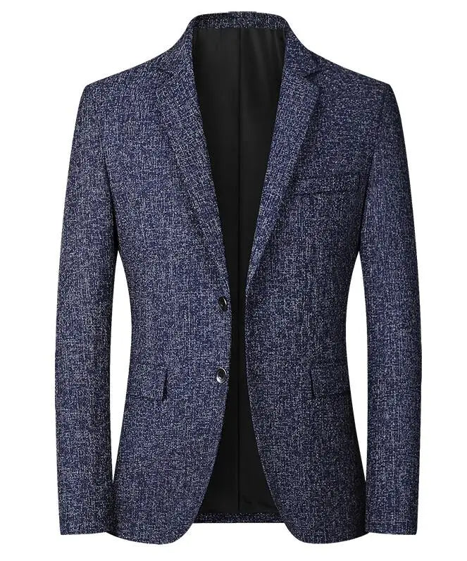 Minimalist men's V-neck blazer, Asian sizing, double-breasted