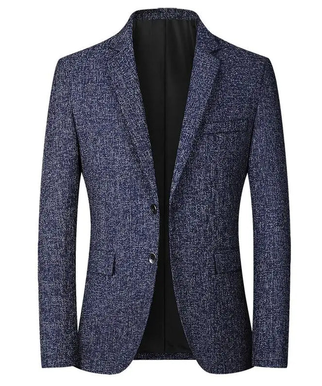 Minimalist men's V-neck blazer, Asian sizing, double-breasted