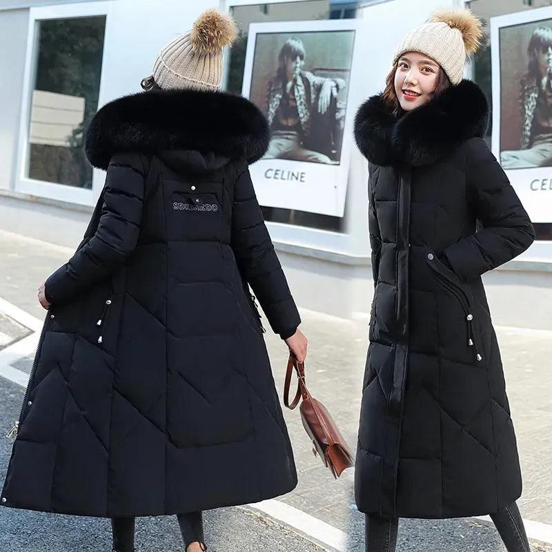 2022 New Snow Wear Coat Parkas Winter Jacket Women Hooded Fur Collar Parka Thick Warm Female Jackets Student Coats Women Clothes - Lady Vals Vanity