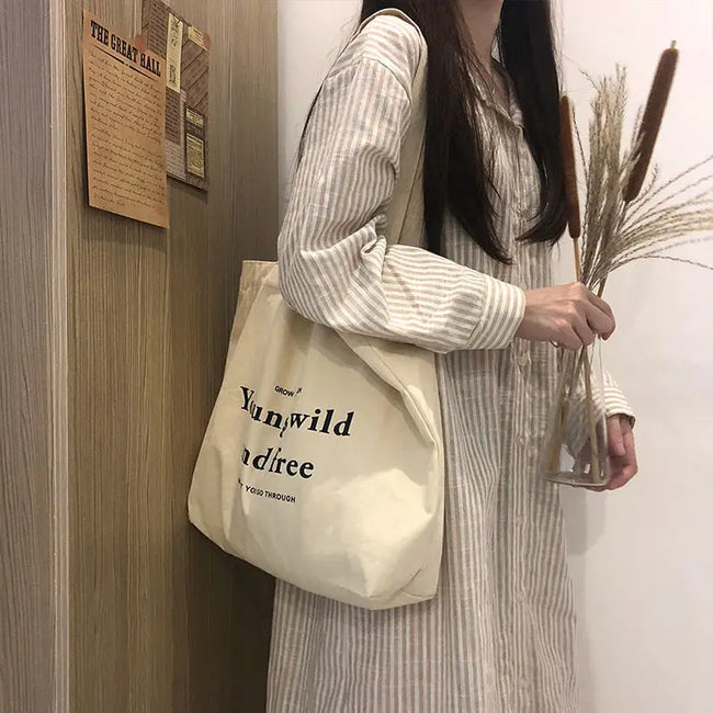 Casual Large Capacity Shoulder Bags Shopper Canvas