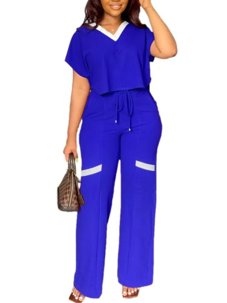 Elegant Women's Casual Short Sleeve T-shirt Sports Suit 2-Piece set