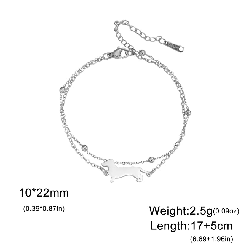 Cute Dachshund Dog Stainless Steel Bracelet