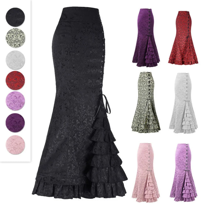 Vintage Gothic Long Skirts Women Punk