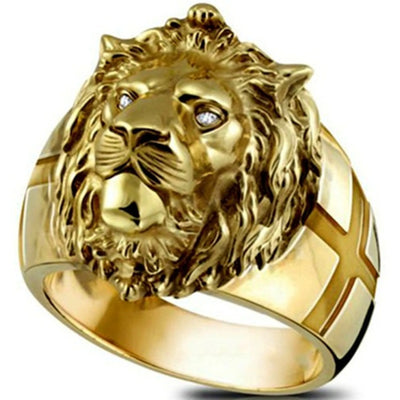 New Golden Lion Head Ring Stainless Steel Cool Boy Band Party Lion Domineering Men's Golden Head Unisex Jewelry Wholesale - IM PERKY Boutique