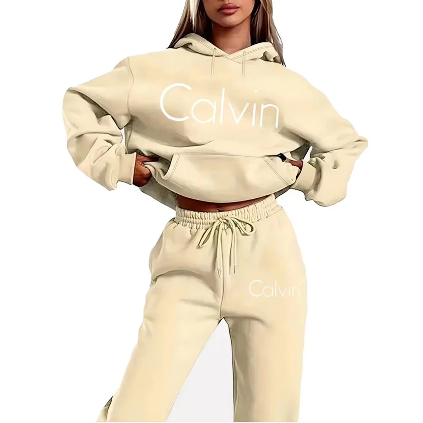 Men Women Printed Hoodie 2‑Piece Tracksuit, Casual