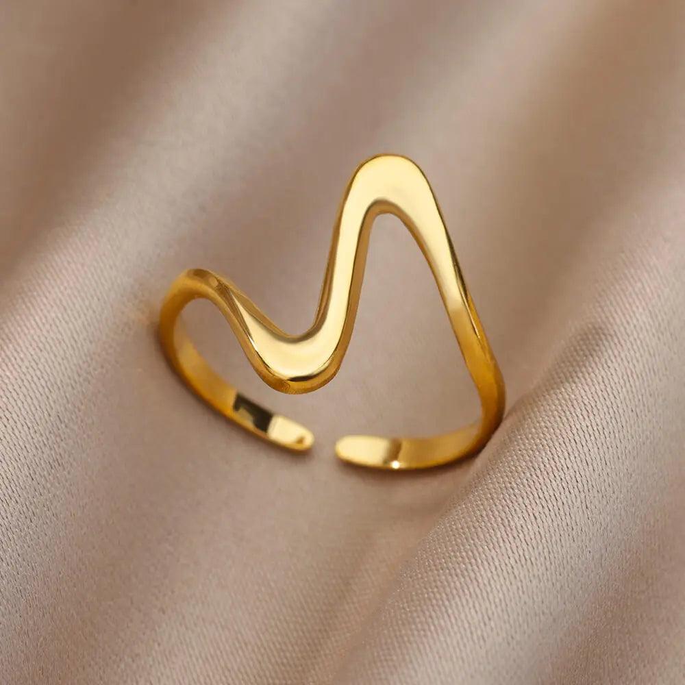 Stainless Steel Rings for Women Aesthetic Heart Gold C - IM PERKY Boutique