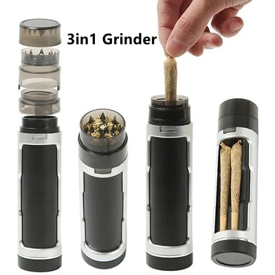 HAPPY 3 in 1 Cone Rolling Paper Filling Machine with Tobacco Grinder Hide Horn Tube Cigarette Case Box Smoking Pipe Accessories - IM PERKY Boutique