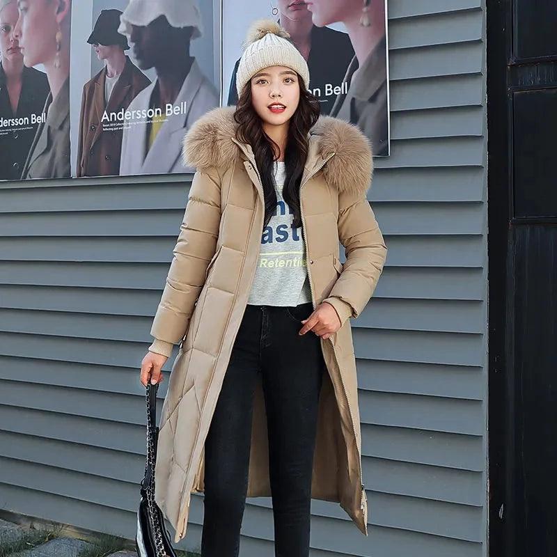 2022 New Snow Wear Coat Parkas Winter Jacket Women Hooded Fur Collar Parka Thick Warm Female Jackets Student Coats Women Clothes - Lady Vals Vanity