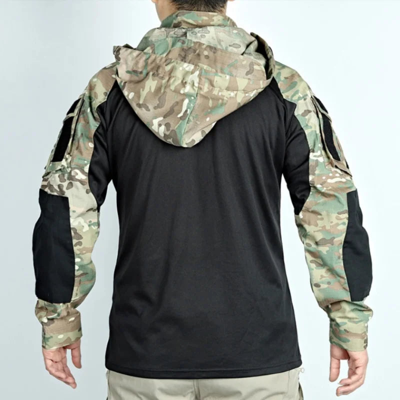 Outdoor Uniform Tactical Suits Wear Resistant T-Shirt Hood Pants