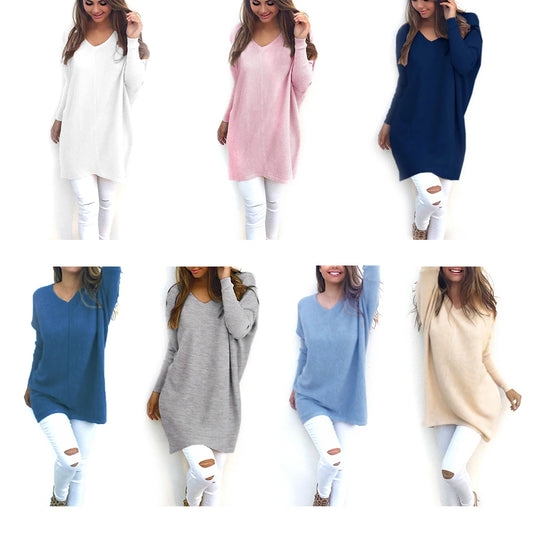 2023 New V-neck Sweater Polyester Breathable Long-sleeve Pullovers