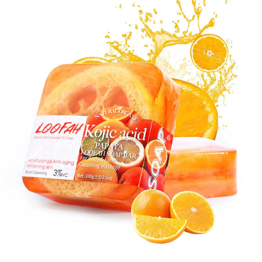 New design 100g Kojic Acid Soap with Loofah Lemon Loofah Soap Handmade Essential Oil Soap Lavender Soap Rose Soap Turmeric Soap - IM PERKY Boutique