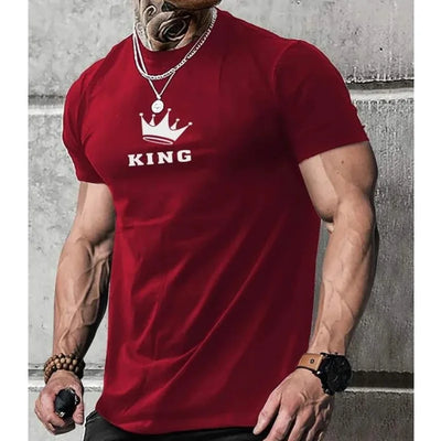 Fashion T-Shirts For Men 3d Letter King Printed Men'S Clothing Casual Short Sleeved Street Harajuku tops Loose Oversized T Shirt - IM PERKY Boutique