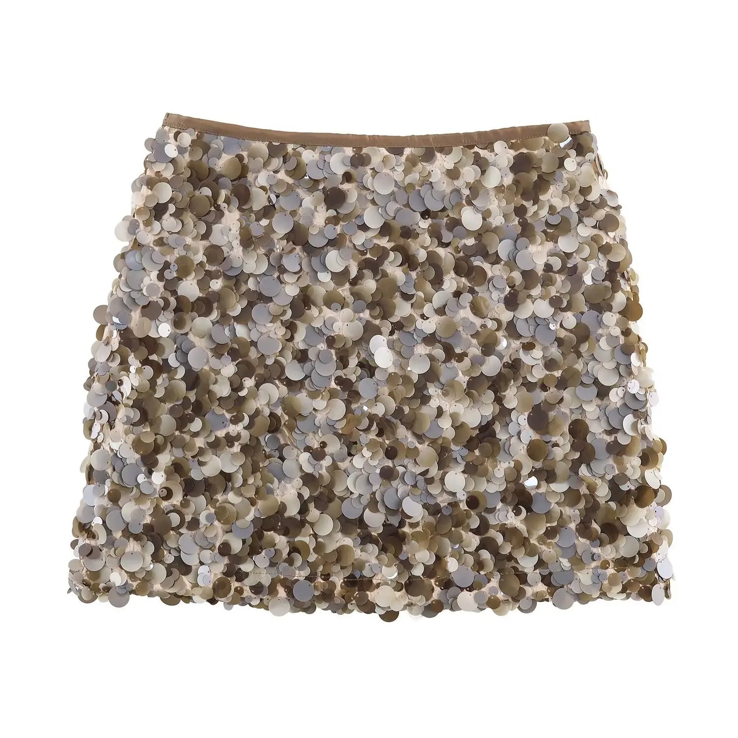  TFMLN New Women Fashion Sequined Mini Skirts Solid