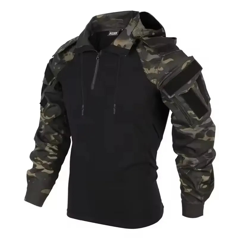 Outdoor Uniform Tactical Suits Wear Resistant T-Shirt Hood Pants