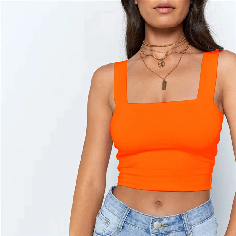Square Neck Sleeveless Summer Crop Top