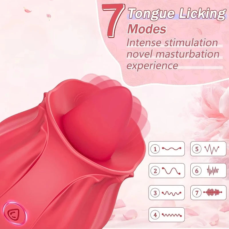 Rose Sex Toy Tongue Licking Clit Stimulation Nipple Vibration Massage