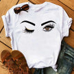 Kawaii Fashion Graphic Women Tops Eyelashes