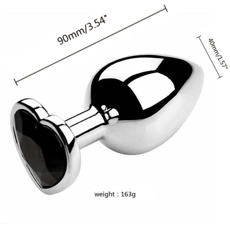 3PCS S/M/L Metal Anal Plug Butt Plug with dimensions and weight details.