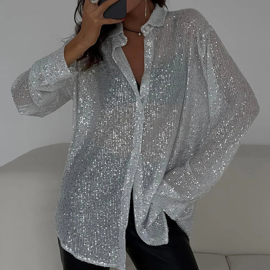 Mia Muse Women's Shirts  All Season Party Fashion Shiny