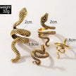 HNSP Vintage Long Snake Ring Set For Women Gothic Black Gold Silver Color Adjustable Finger Jewelry Accessories Female Gift
