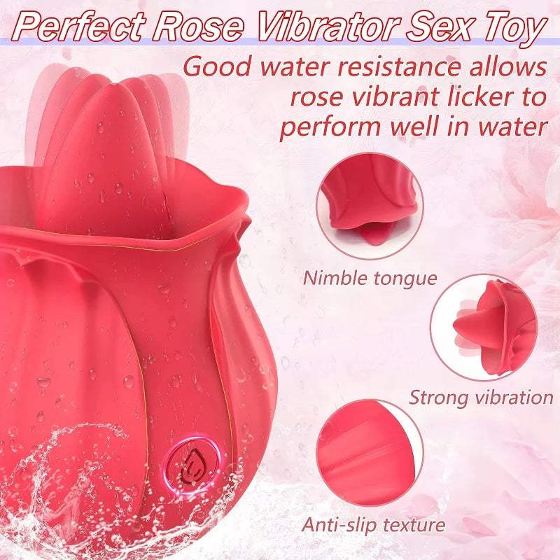 Rose Sex Toy Tongue Licking Clit Stimulation Nipple Vibration Massage