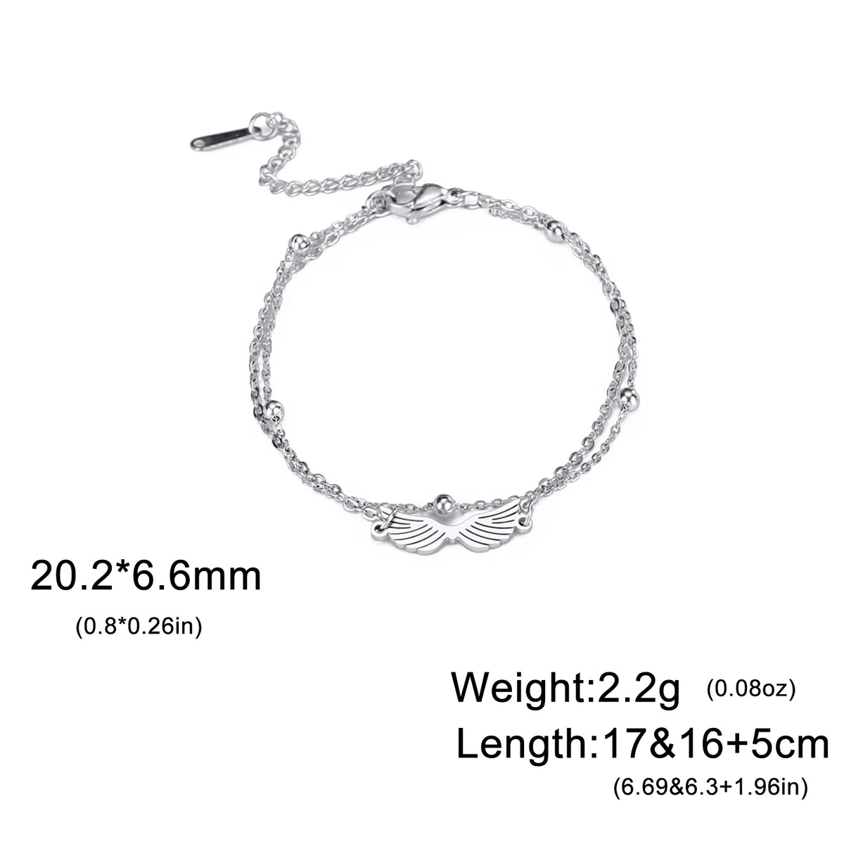 Lucktune Angel Wing Pendant Bracelet for Women Stainless Steel