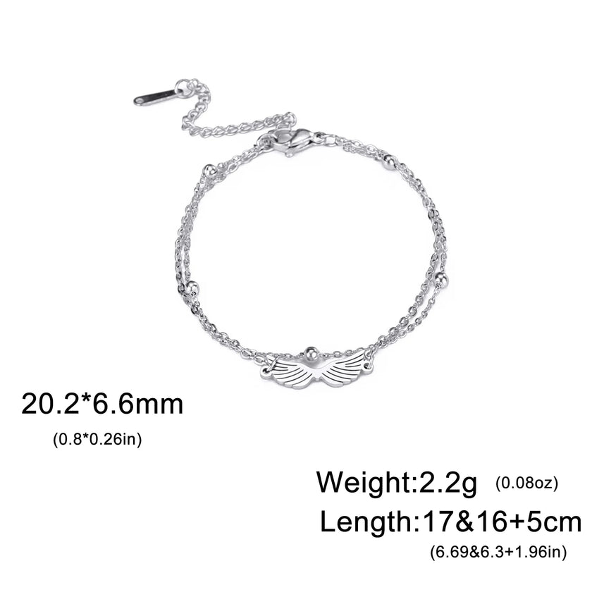 Lucktune Angel Wing Pendant Bracelet for Women Stainless Steel