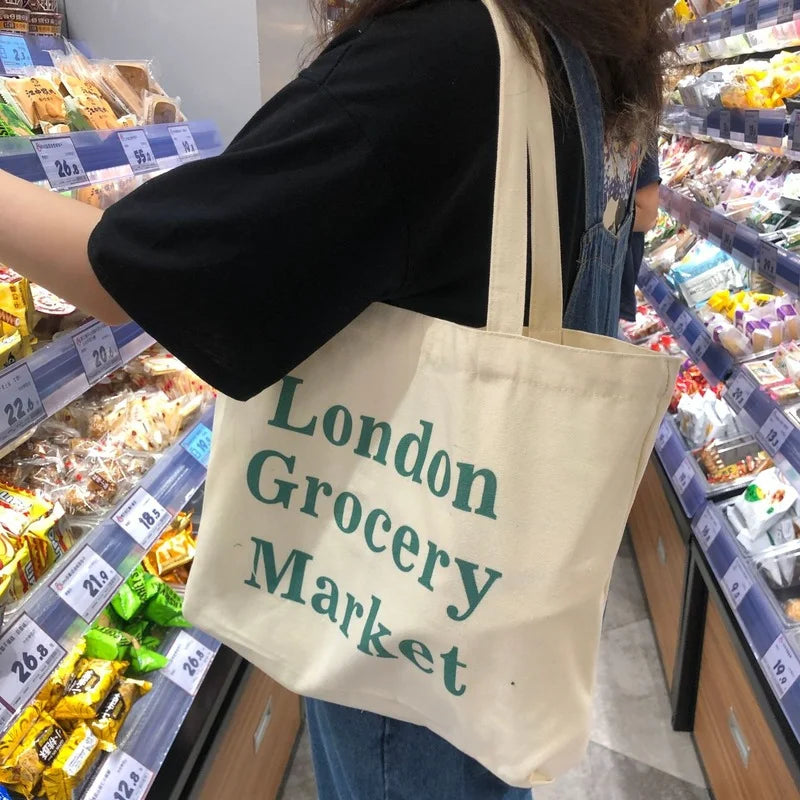 Casual Large Capacity Shoulder Bags Shopper Canvas
