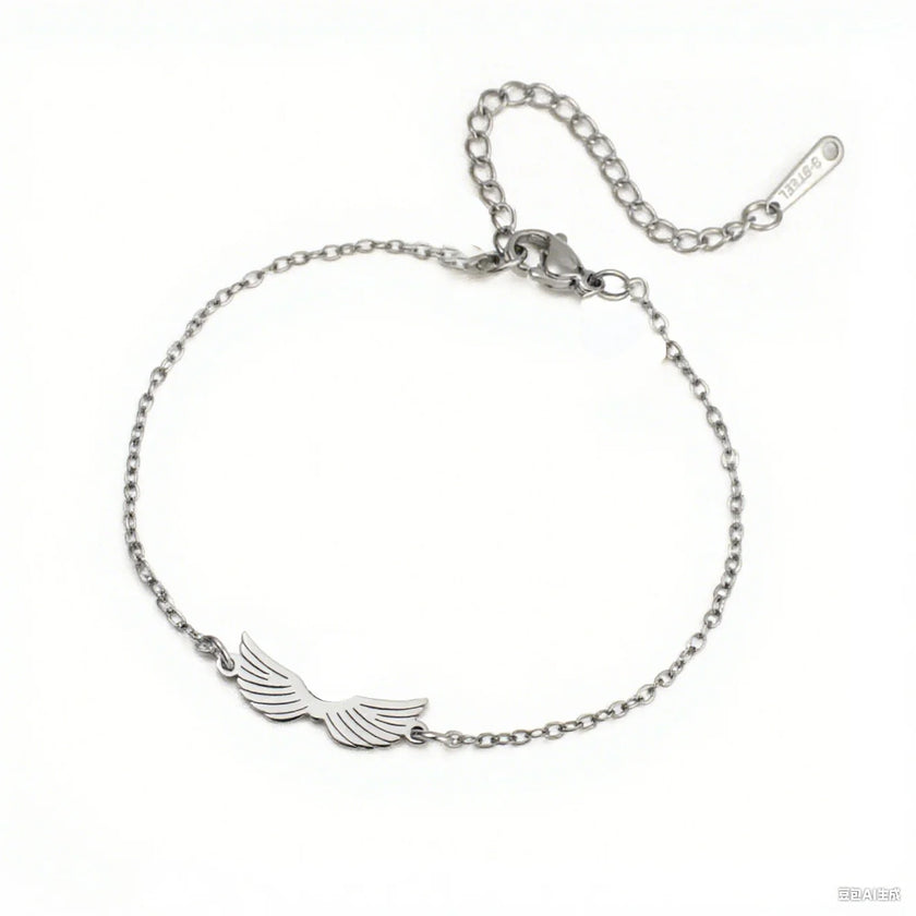 Lucktune Angel Wing Pendant Bracelet for Women Stainless Steel