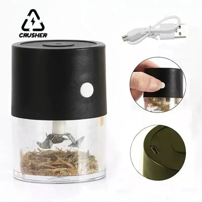 CRUSHER Mini Electric Tobacco Grinder Portable USB Charging High Speed Rotating Blade Dry Herb Grinders for Smoking Accessories - IM PERKY Boutique