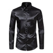 Men's Black Satin Luxury Dress Shirts