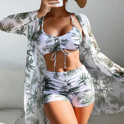 Summer Print Swimsuits Tankini Sets Female Swimwear Push Up For Beach Wear Three-Piece Bathing Suits Pool Women's Swimming Suit - IM PERKY Boutique