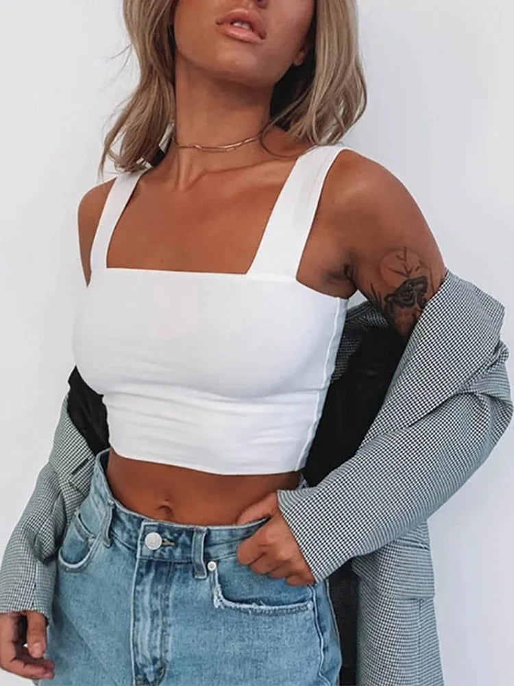 Square Neck Sleeveless Summer Crop Top