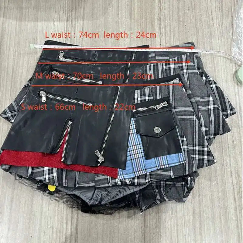DEAT Fashion Trendy Women's Patchwork Plaid Design Pleated