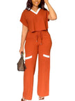 Elegant Women's Casual Short Sleeve T-shirt Sports Suit 2-Piece set