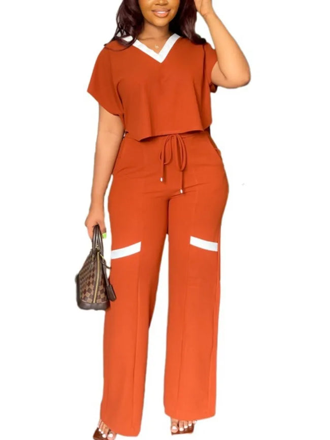 Elegant Women's Casual Short Sleeve T-shirt Sports Suit 2-Piece set