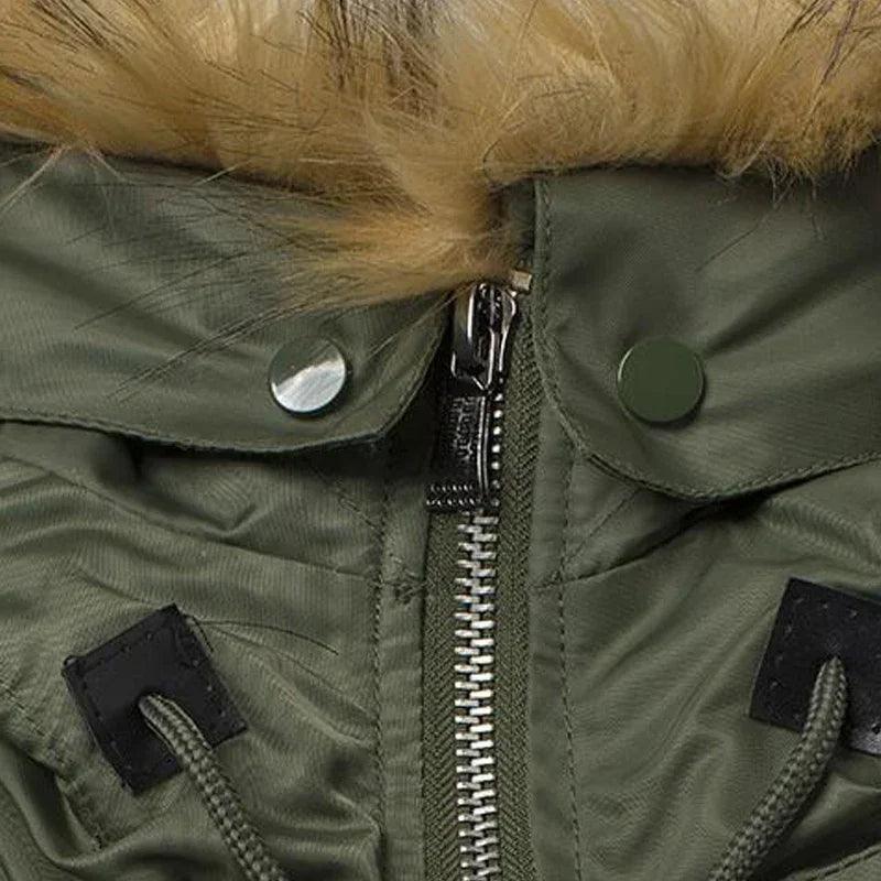 New Winter N3B Puffer Jacket Men Long Canada Coat Military Fur Hood Warm Trench Camouflage Tactical Bomber Army Korean Parka - Lady Vals Vanity