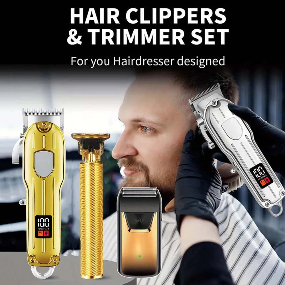 Professional Hair Rechargeable Barber Clippers Haircut Kit