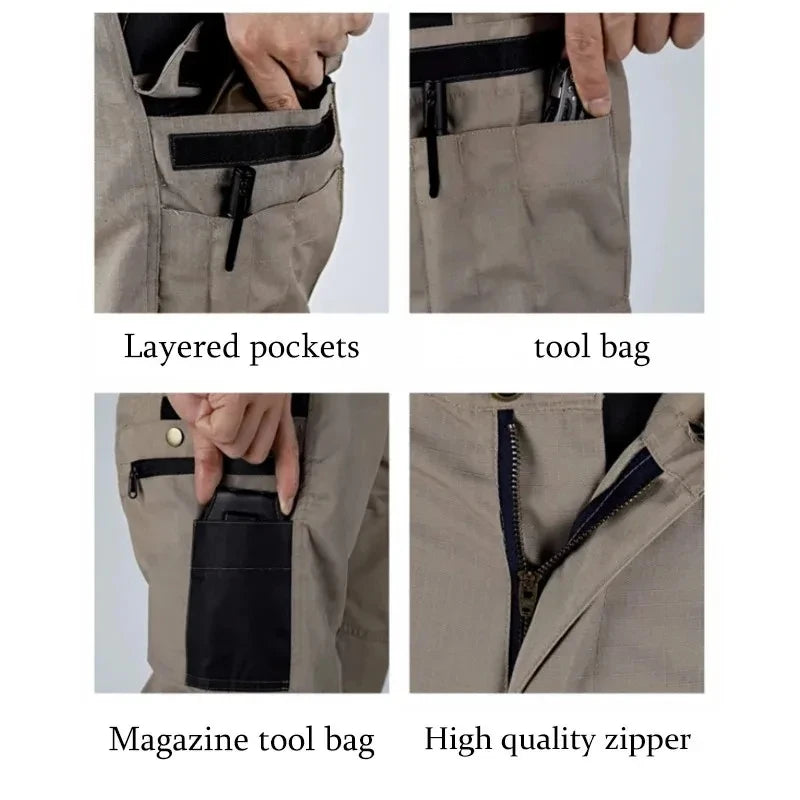 Wear Resistant Work Pant Man Multi-pocket Straight Cargo